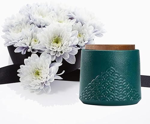 Miniatura 5 de Urna pequeña para cenizas - Urna pequeña decorativa de cerámica para adultos, urna pequeña conmemorativa para cremación funeraria para mascotas,