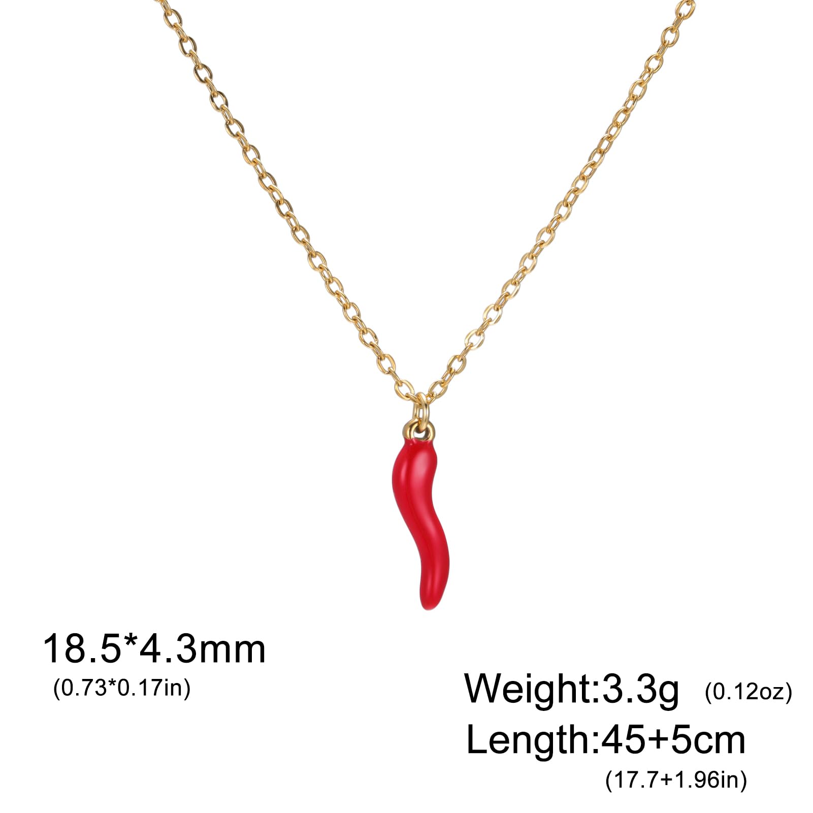 LIKGREAT Włoski róg naszyjnik dla kobiet Cornicello czerwony pieprz naszyjnik szczęśliwy amulet wisiorek ochronny talizman biżuteria