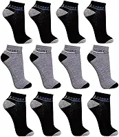 Kit 12 Pares de Meias Soquete Canco Curto Lisas Masculinas ou Femininas Conforto Respirável Algodão Poliéster Elastano Tamanhos 34-39 e 40-46 Trabalho Escola Academia Antissuor