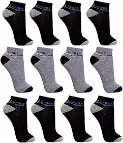 Kit 12 Pares de Meias Soquete Canco Curto Lisas Masculinas ou Femininas Conforto Respirável Algodão Poliéster Elastano Tamanhos 34-39 e 40-46 Trabalho Escola Academia Antissuor