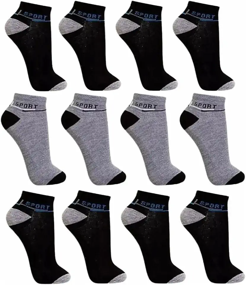 Kit 12 Pares de Meias Soquete Canco Curto Lisas Masculinas ou Femininas Conforto Respirável Algodão Poliéster Elastano Tamanhos 34-39 e 40-46 Trabalho Escola Academia Antissuor