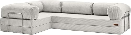 TUFT & FINCH Sofá comprimido en forma de L de alta calidad, cama y asientos de 3 plazas, sofás seccionales convertibles para sala de estar, oficina