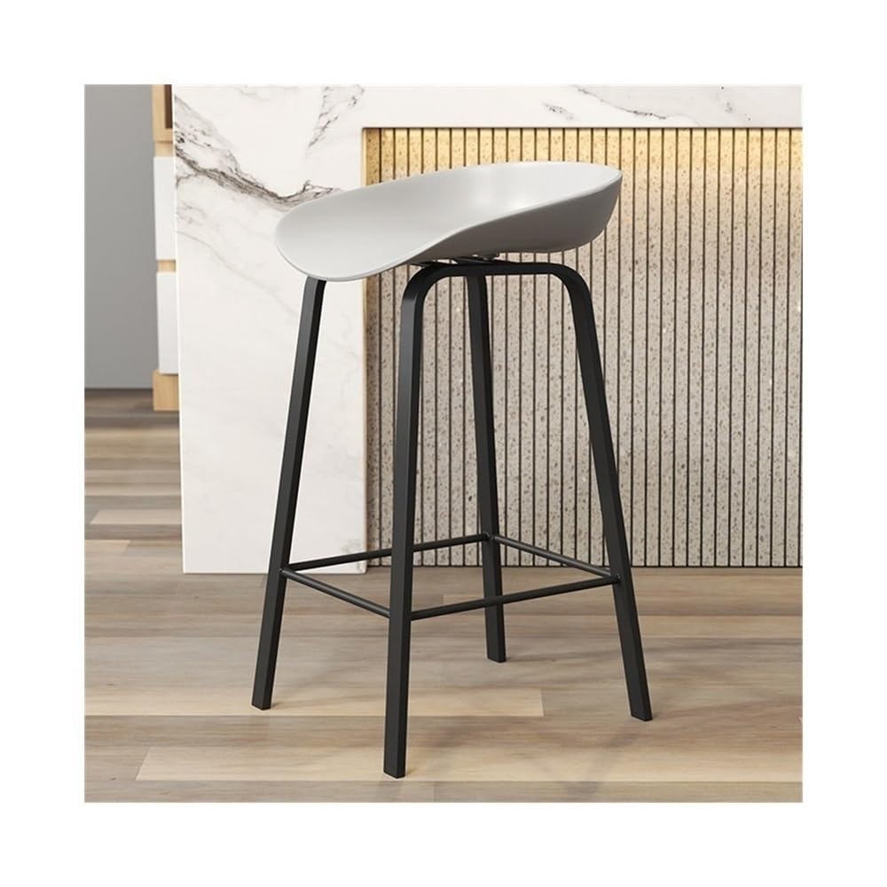 Tabouret de bar bois fer gris avec assise de loisirs haute