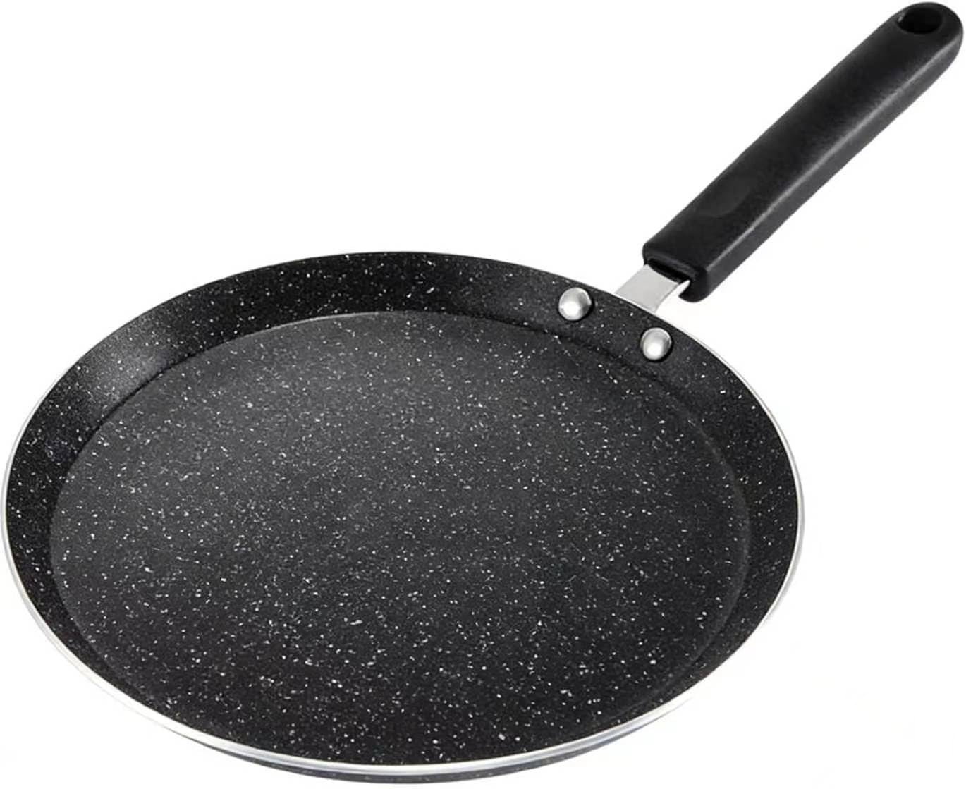 10-inch Nonstick Crepe Pan With Ceramic Coating - Versatile Skillet For Pancakes, Roti, Pizza & Omelets - Induction & Gas Compatible, Durable Black Frying Pan Black 8in/22cm
