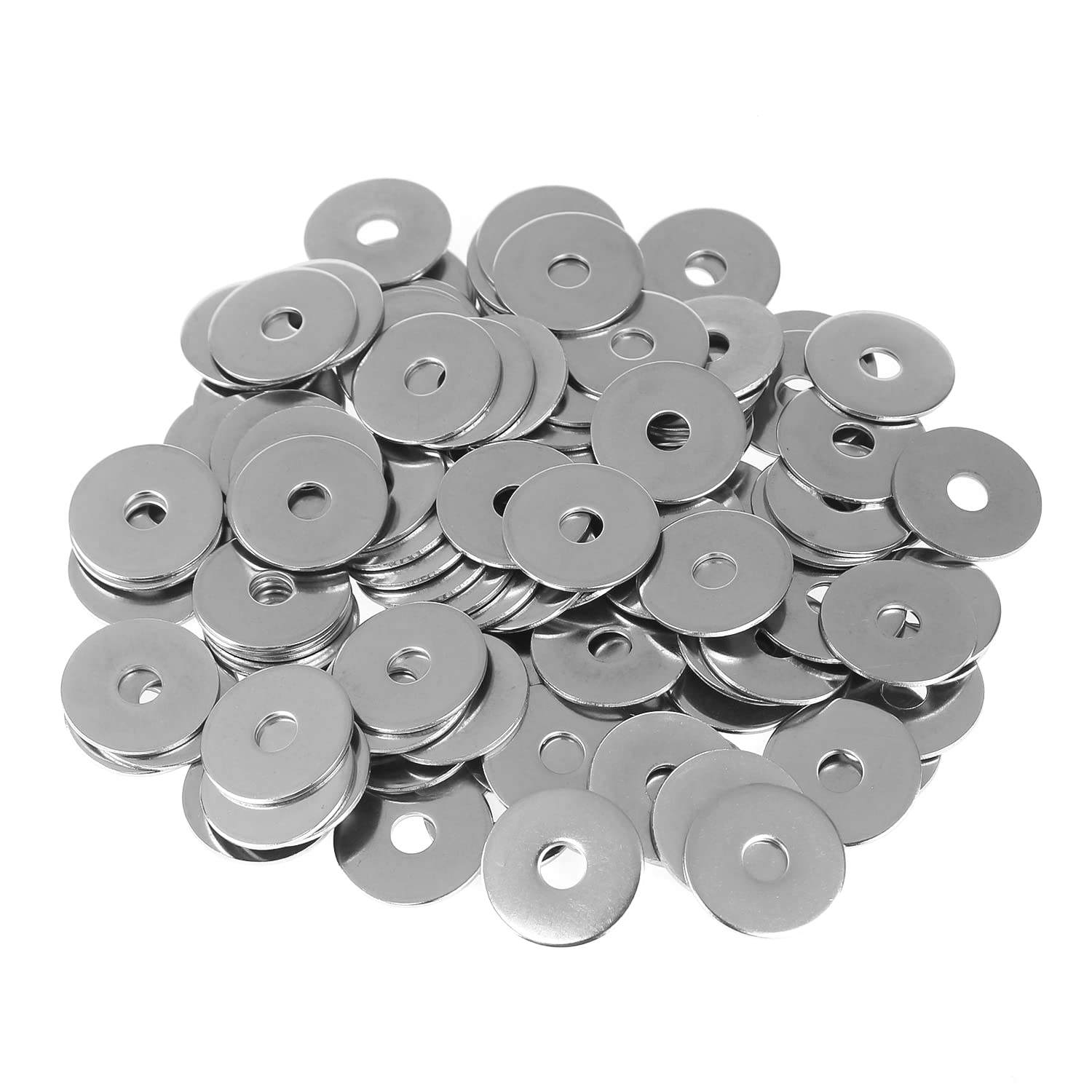 HELIFOUNER 100 Pieces #10 Stainless Flat Washers, 3/4" Outside Diameter, 0.055" Thickness, 18-8 (304) Stainless Steel Washers, Metal Washers, Flat Washers for Bolts Screws