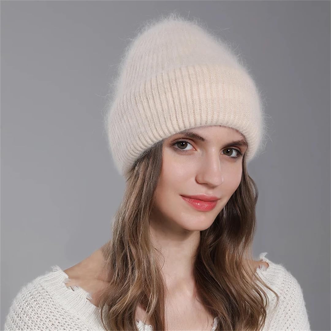 Gorro De Lana Para Mujer, Gorro Cálido Tejido De Piel De Invierno