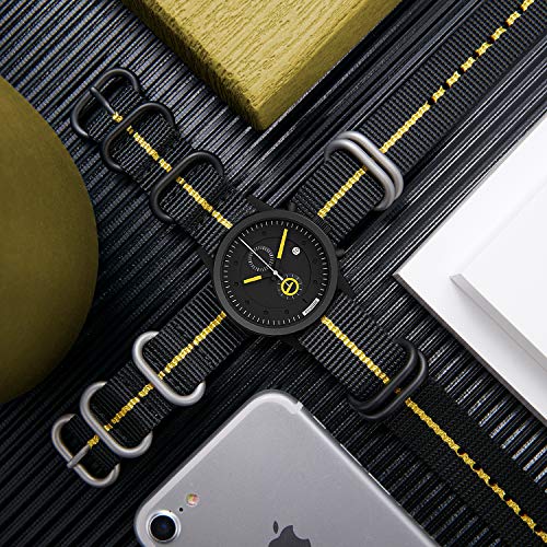 Binlun Watch Strap Thick Nylon Replacement Watch Bands For Men 18Mm 20Mm 22Mm 24Mm With Military Heavy Duty 5 Rings Silver/Black Stainless Steel Buckle #TOP4