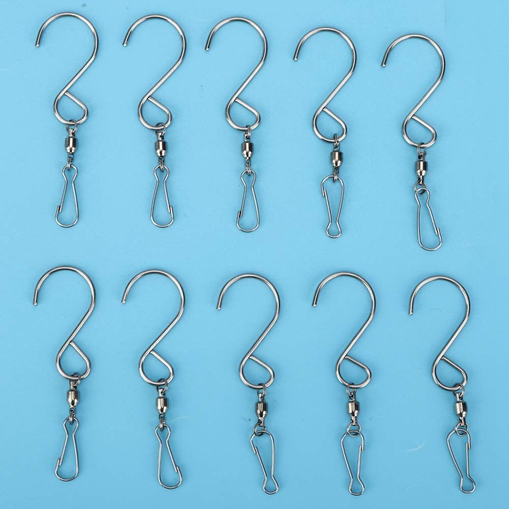 10 Stück Spiralhakenclip drehen, Edelstahl 360 Grad drehende Haken hängen S Haken Wind Spinner Spiralschwanz drehen Kristall Twister Display Aufhänger[10 STK] Haushaltswaren