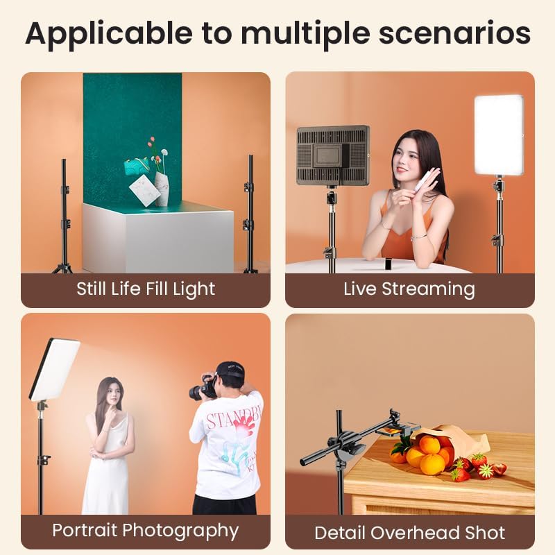 Image of GIFTMAX LED Video Light Panel, 11 Inch, 3200K-6000K Adjustable with Remote Control, Adjustable Height Desk Tripod, for Photography, Live Streaming Camera Light with Desk Tripod CM01