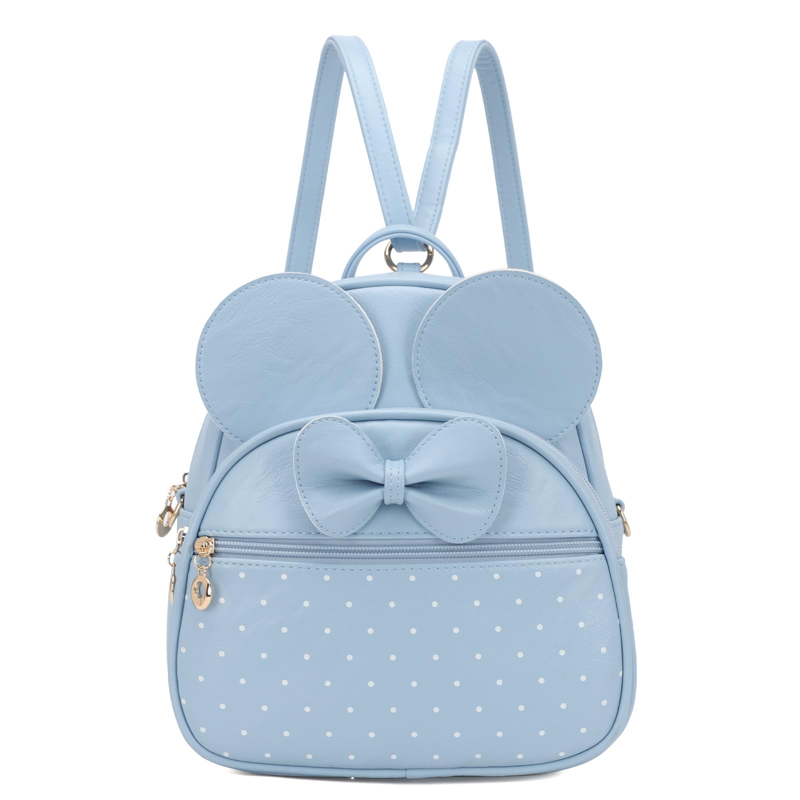 Girls Bowknot Mini Backpack Mouse Ear Polka Dot Convertible Shoulder Purse