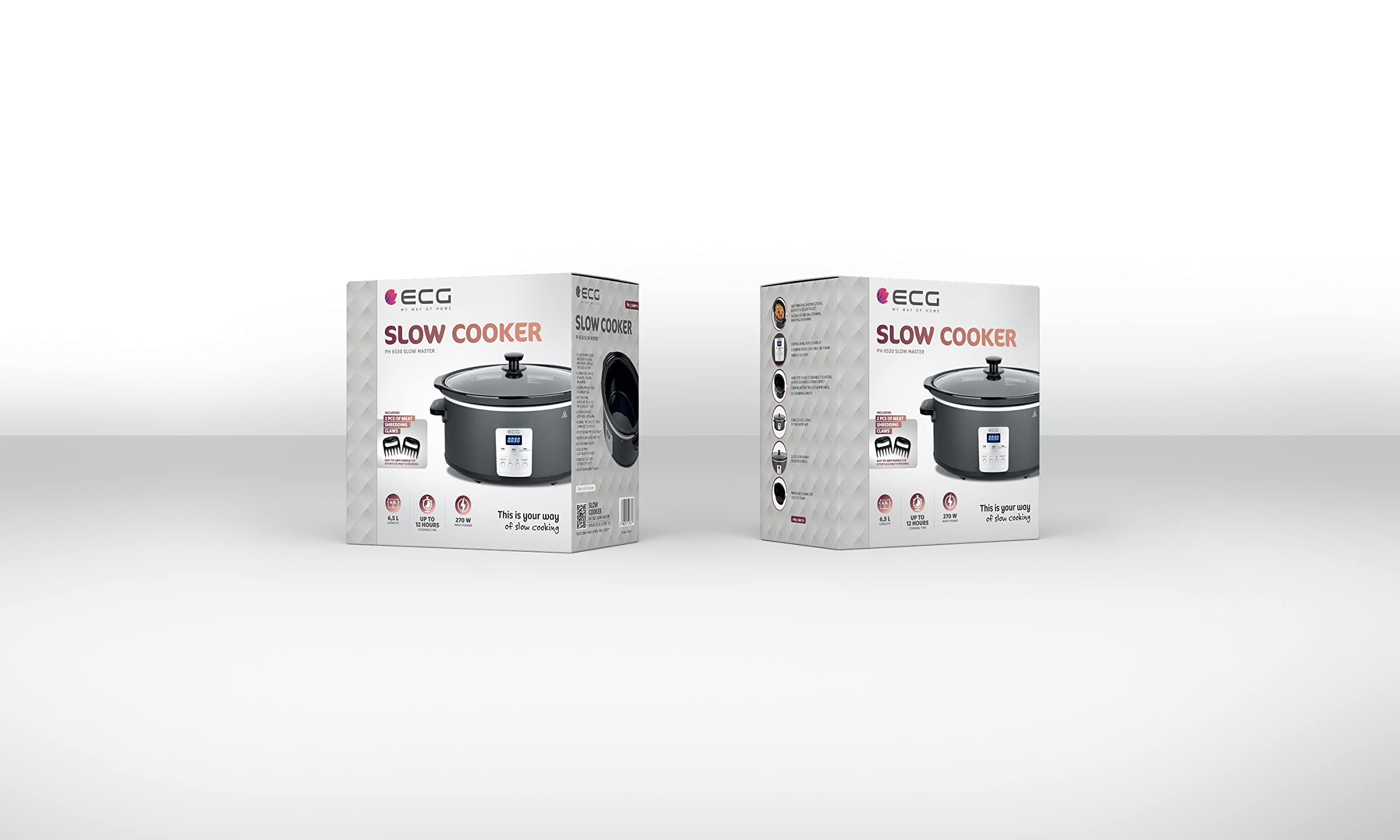 ECG PH 6530 Slow Master, 6,5 l, Elektronisches Bedienfeld mit LED-Anzeige, Dunkelblau/Schwarz/Silber