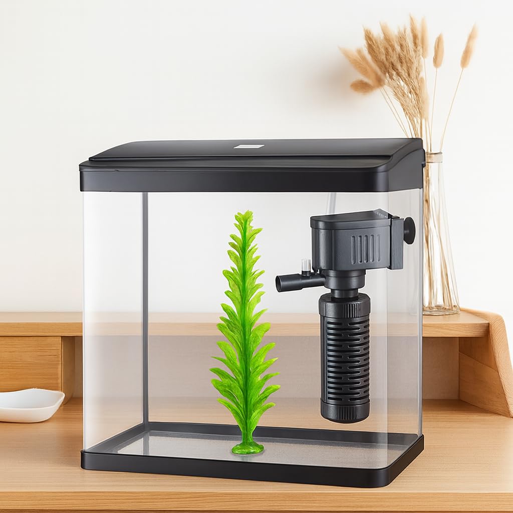 Aquarium Starter Kit Small Acrylic Betta Fish Tank Desktop with Filter Pump LED Light, Crystal Clear 360° Viewing, Shatter-Resistant & Leak-Proof Base|Size - 28 * 23 * 16cm-image-11