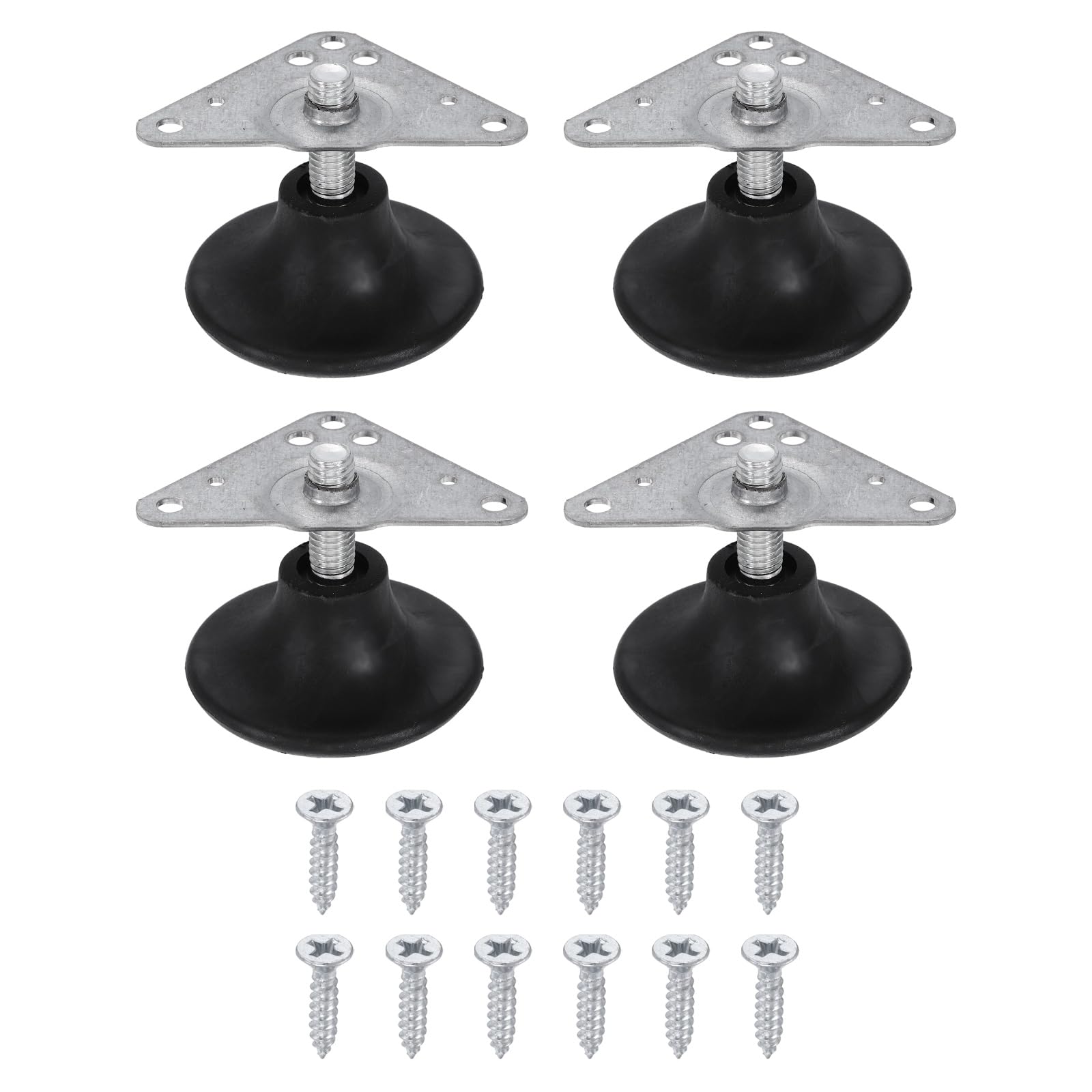 sourcing map 4Pcs Furniture Leveling Feet, Adjustable Metal Feet Levelers, Screw on Heavy Duty Table Leg Levelers with Triangular Plates for Sofa, Chair, Cabinet, Table(46 x 22 x 50mm)