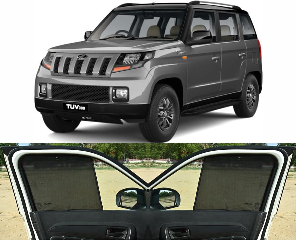 Image of Able 3D-FIX Type Car Non-Magnetic Sun Shade Curtains for Mahindra TUV 300 Set of 6 Pcs