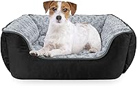 Vista 15 de JOEJOY - Cama rectangular para perro grande, mediano, pequeño, cachorro, sofá cama ortopédico lavable, suave, transpirable, duradera, calmante, Beige