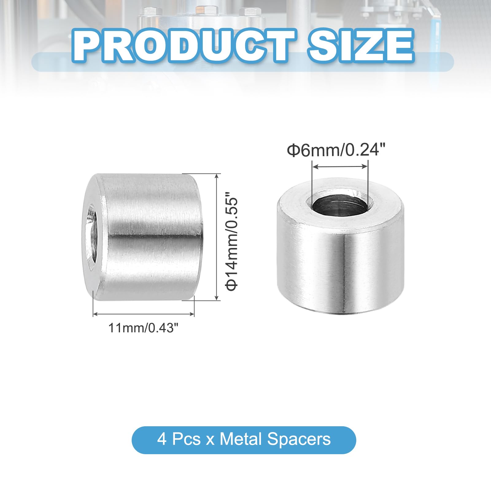 PATIKIL 4 Pcs Stainless Steel Spacers - Image 2