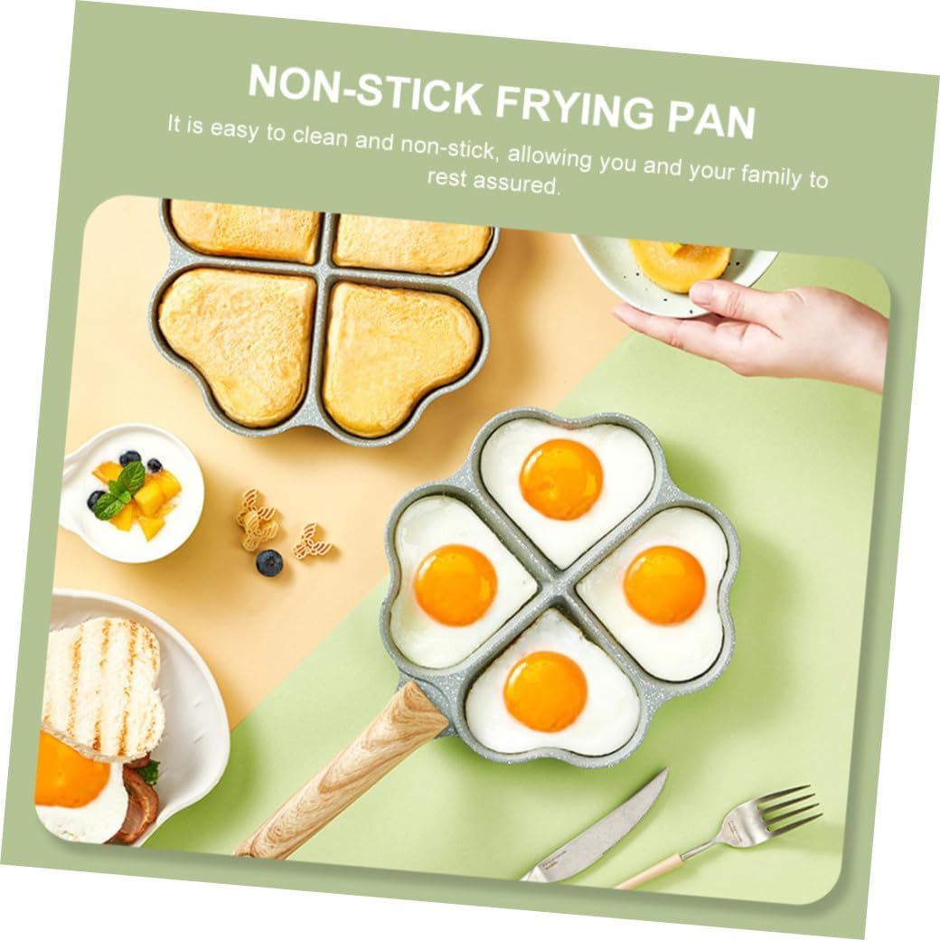 Homoyoyo Heart-shaped Nonstick Omelet Pan 4-hole Breakfast Frying Pan Small Size Nonstick Coating Cooking Pot for Home Kitchen Egg Cooking Random Color