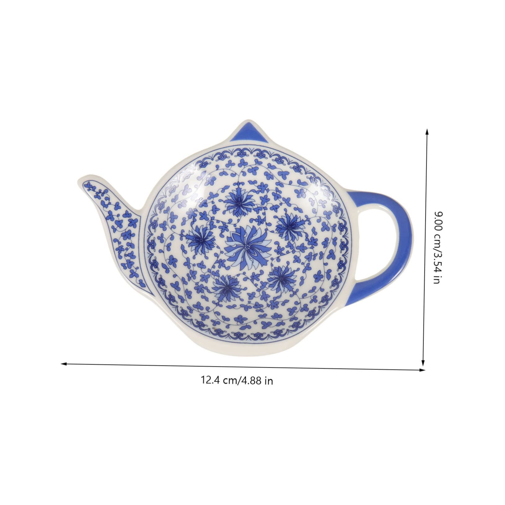 MUCKLILY 4pcs Teapot-Shaped Tea Bag Holder Dish Decorative Teabag Organizer for Snacks and Dipping Dishes for Kitchen Counter and Breakfast Table Floral Design