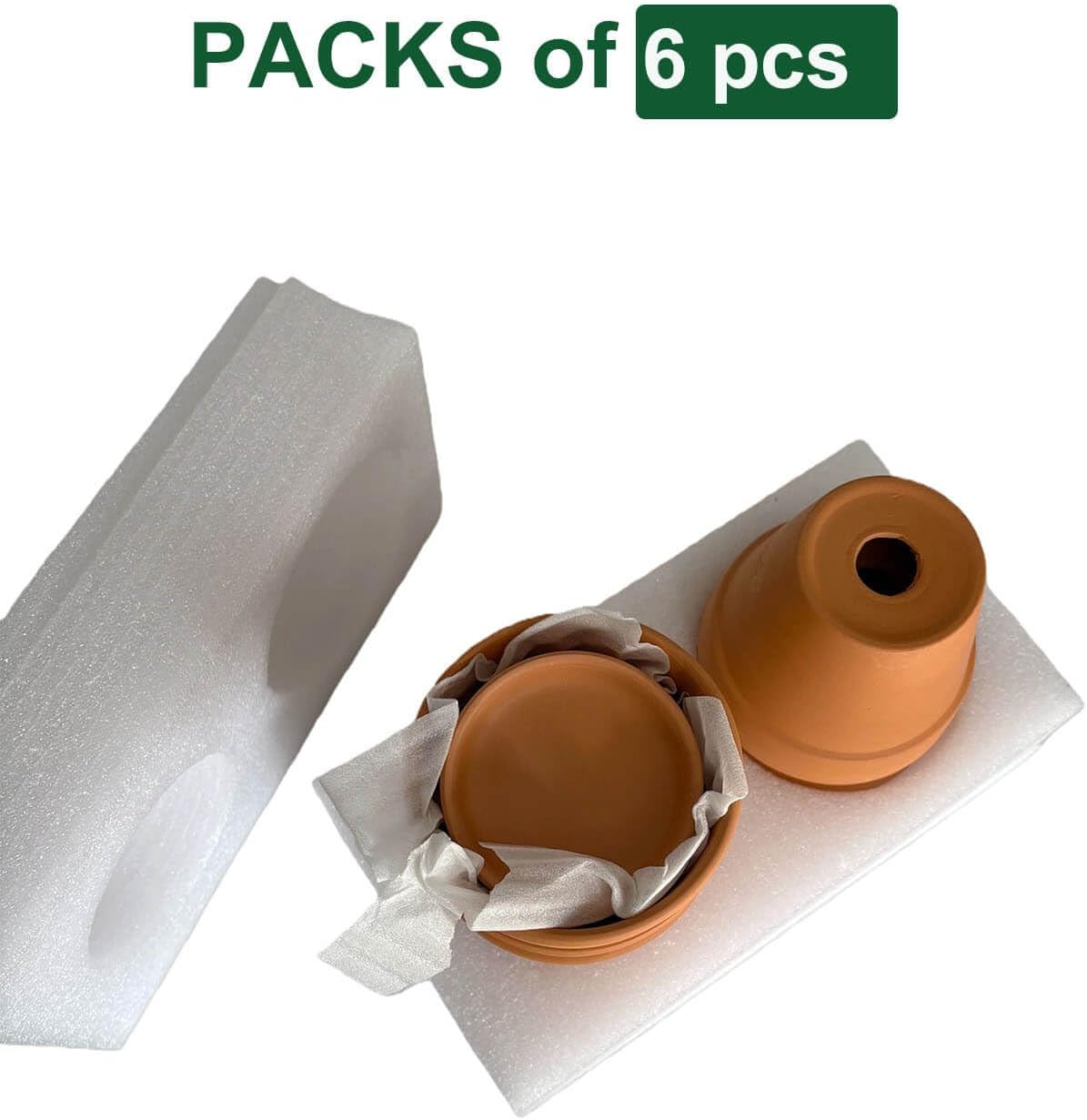 4 Inch Terracotta & Clay Plant Pots with Drainage Hole and Saucer- 6 Pack Small Terra Cotta Pots for Indoor Outdoor Plants, Breathable Unglazed Classic Planter Pots for Succulents, Herbs, Flowers