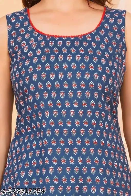 Image of Womens Rayon Sleeveless Kurti Lightweight Ethnic Tunic for Summer Stylish Printed Kurta for Casual, Office