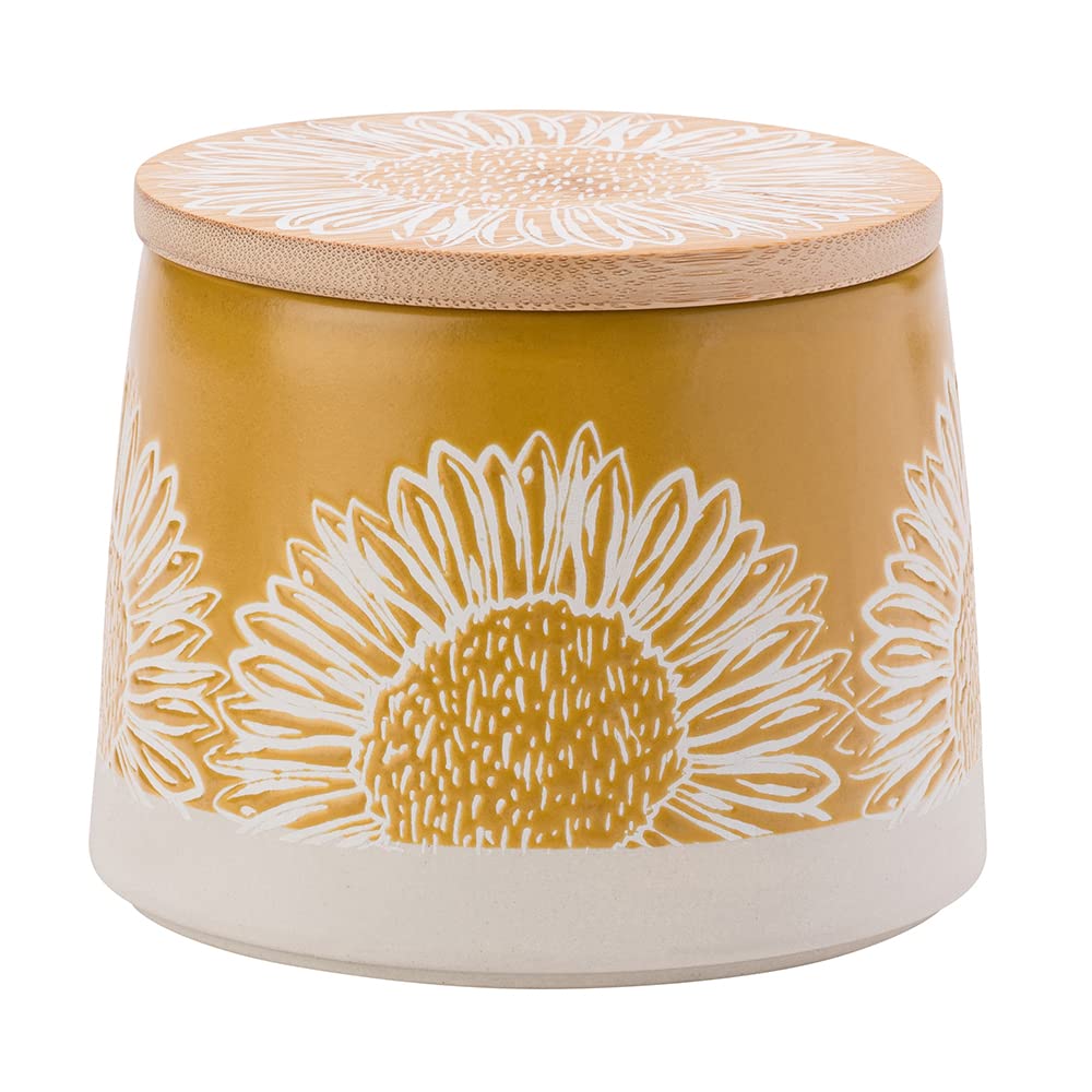 English Tableware Co Yellow English Tableware Artisan Flower Canister With Bamboo Lid