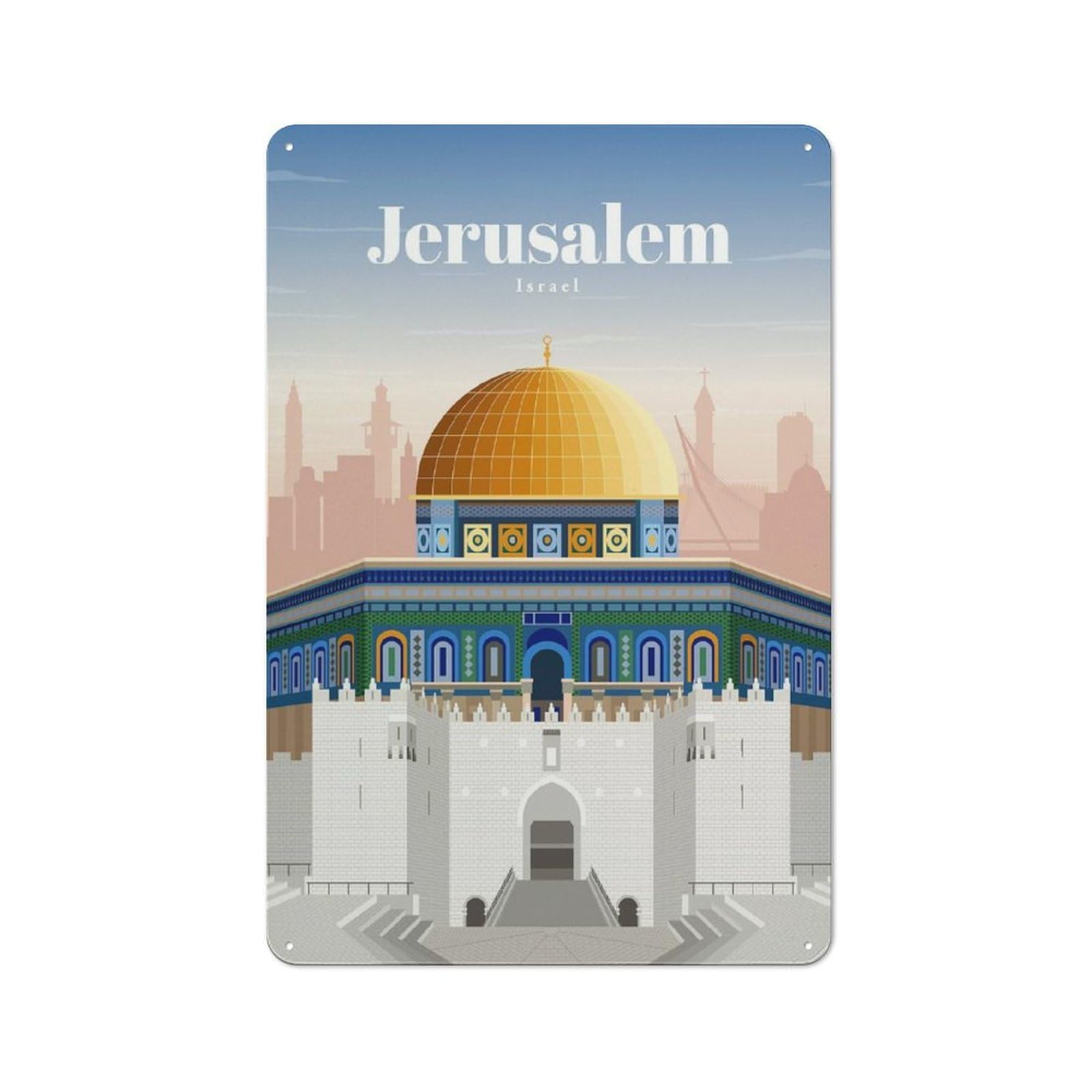 Junmoney Travel To Jerusalem Shed Style Shed Metal Sign 30X20cm, Shed Wall Decor For Shed, Garden Room, Porch Or Garage