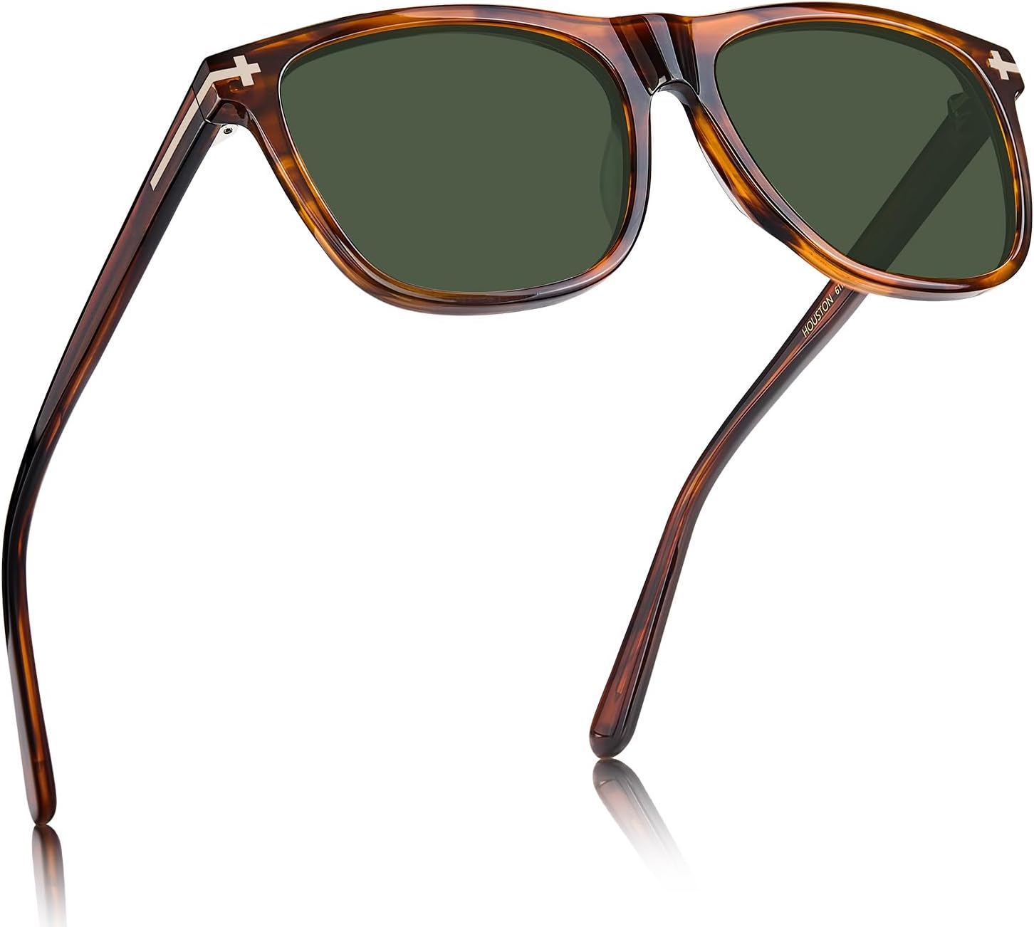 AVAWAY Green Lens Retro Square Polarized Sunglasses for Men UV400 Protection, Acetate Fashion Driving Eyewears Male Outdoor Sport Glasses, standard