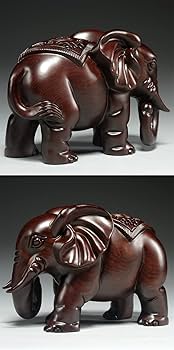 木彫りの置物　黒檀 Amazon.co.jp: 黒檀木彫象置物実木質彫刻一対象マホガニーの家