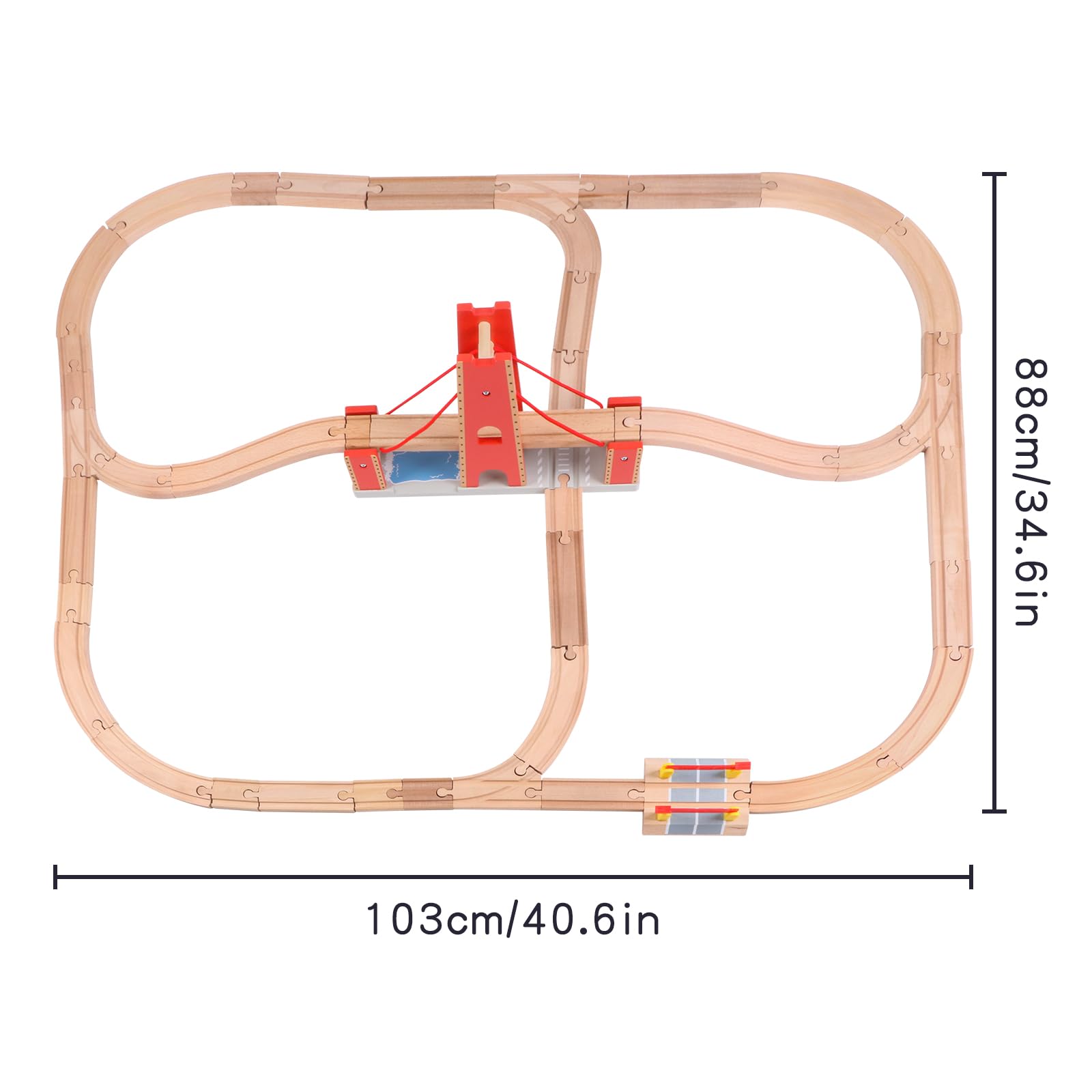 Juego de pistas de tren de madera para niños y niñas