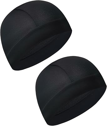 2 Pack Cooling Skull Caps for Men & Women Stretchy Moisture-Wicking Helmet Liner, UV Protection Running Hat for Cycling, Hiking, Gym