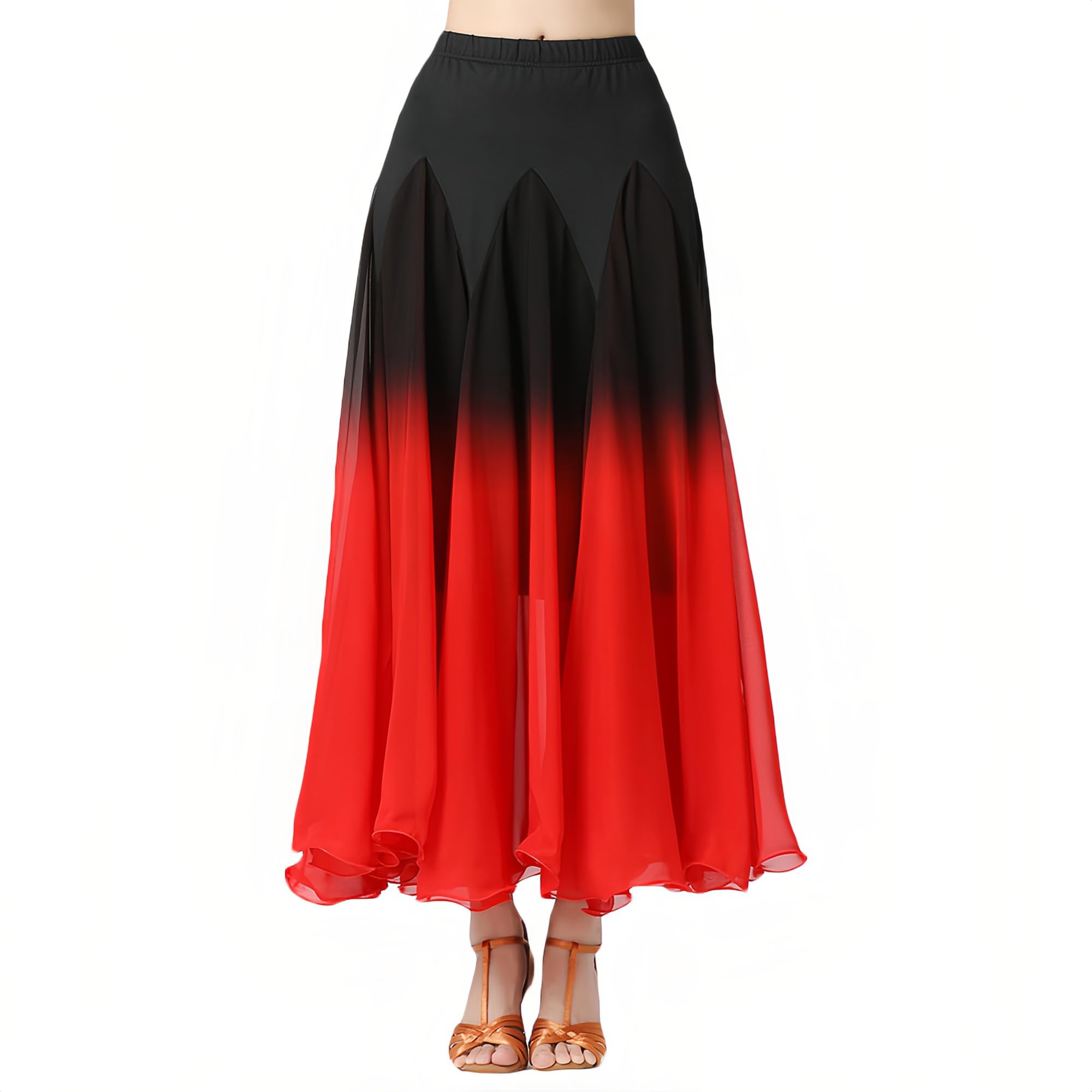 G-LIKE Damen Latein Tanzkleid Rock – Gesellschaftstanz Modern Dance Walzer Tango Jazz Samba Rumba Schwingrock Farbverlauf Party Midirock