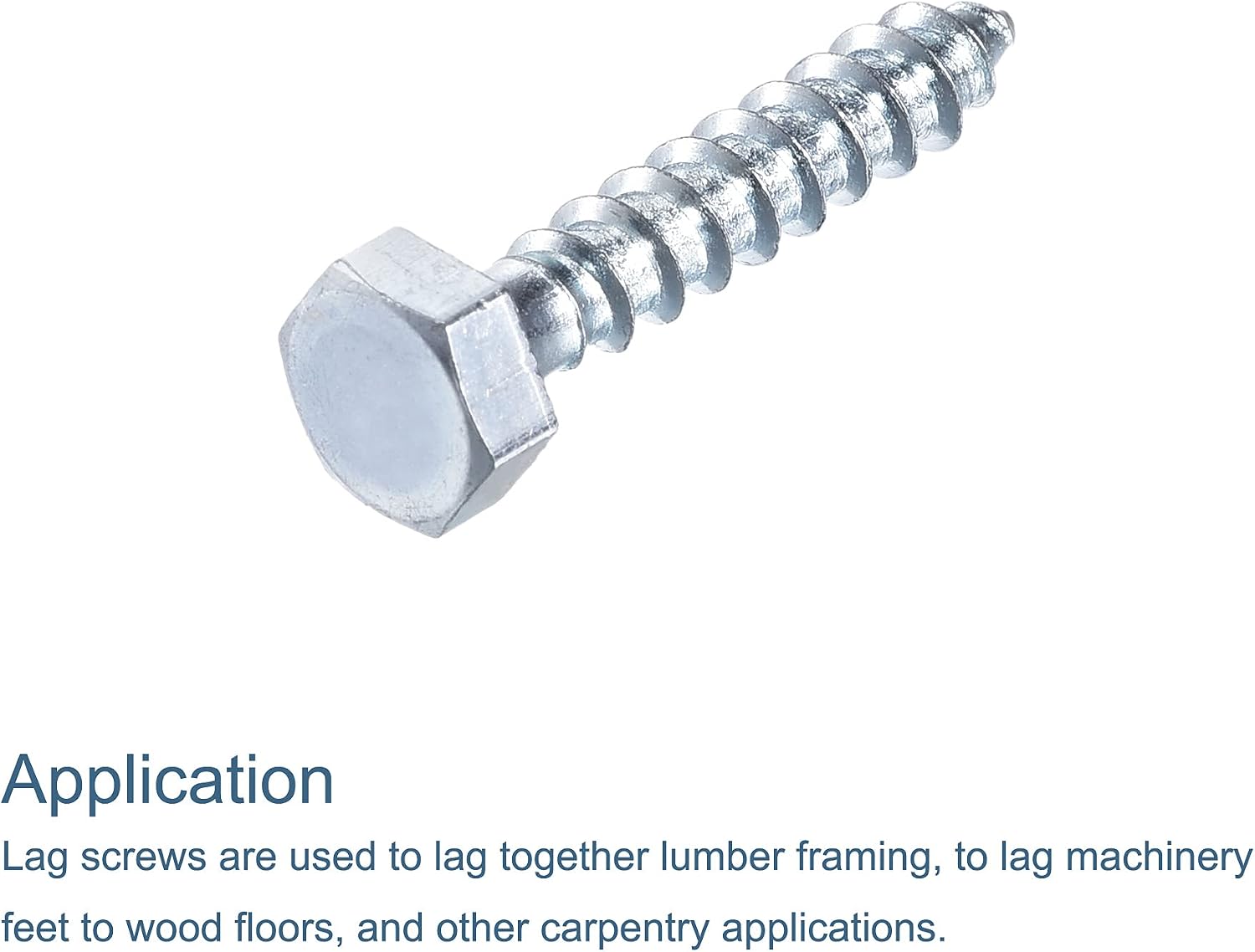 sourcing map Hex Lag Screws, M6 x 30mm Carbon Steel Zinc Plated Full Thread Self-Tapping Bolts for Wood Screw 25Pcs - Image 5