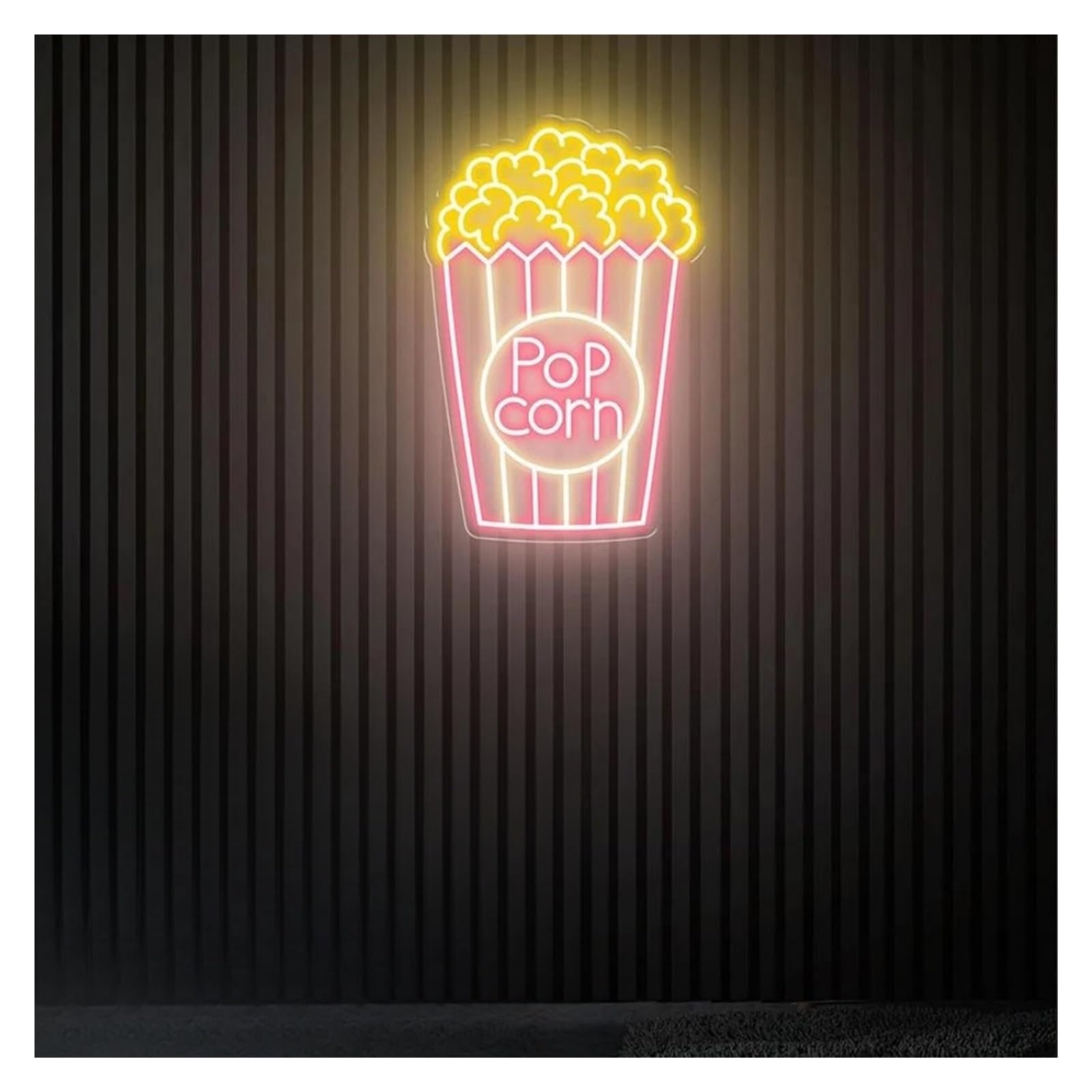 SHOUXI Sign Lamp Pop Corn Neon Sign Snack Bar Film Room Decor Popcorn Lights Dimmable Decoration(E,60X40CM)