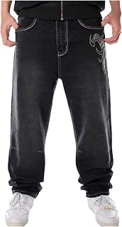 Pantalones vaqueros para hombre, corte regular, pantalones vaqueros elásticos, para hombre, danza callejera, skateboard, pantalones sueltos, hip hop, pantalones vaqueros elásticos para hombre
