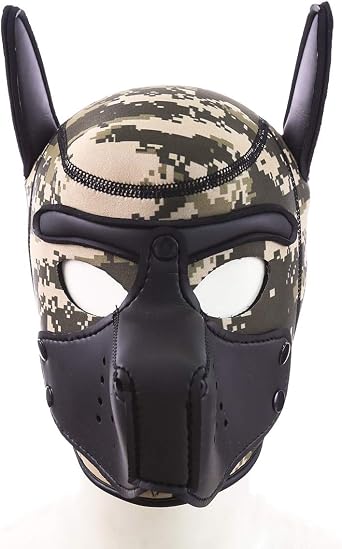 Puppy Face Muzzle Neoprene Dog Removable Full Head Halloween Hood Mask