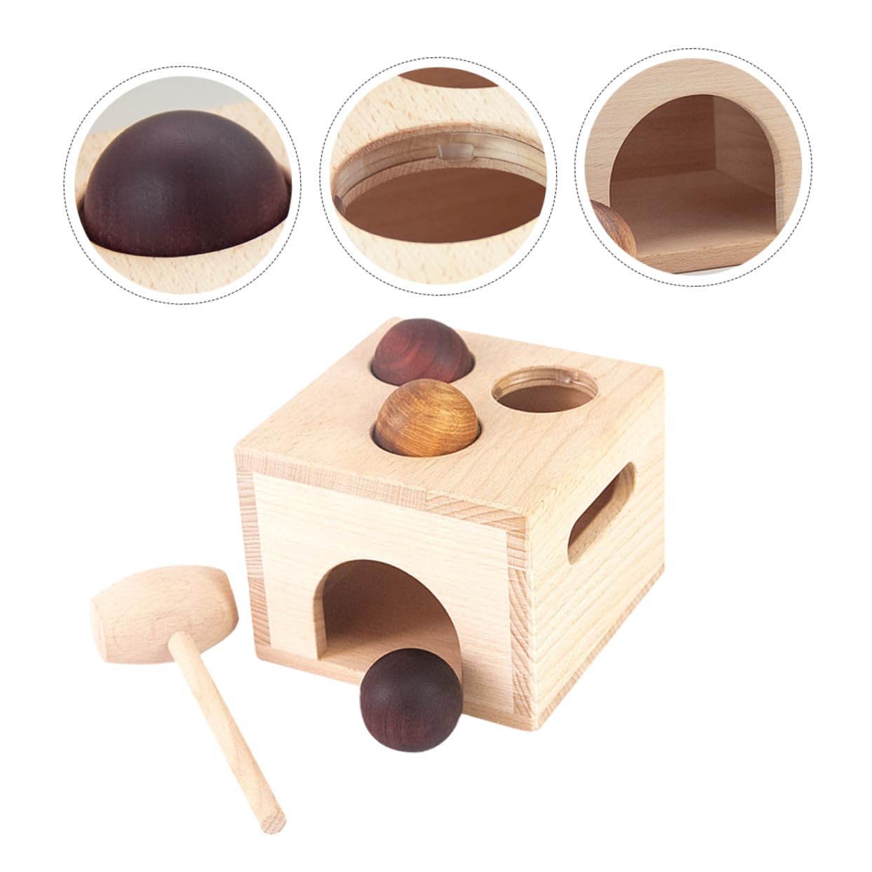 ERINGOGO Giocattolo di Legno da Battere Palline per Bambini, Gioco Educativo per Sviluppo Coordinazione Occhio-Mano, Kit Leggero e Sicuro per Asilo e Casa, Set