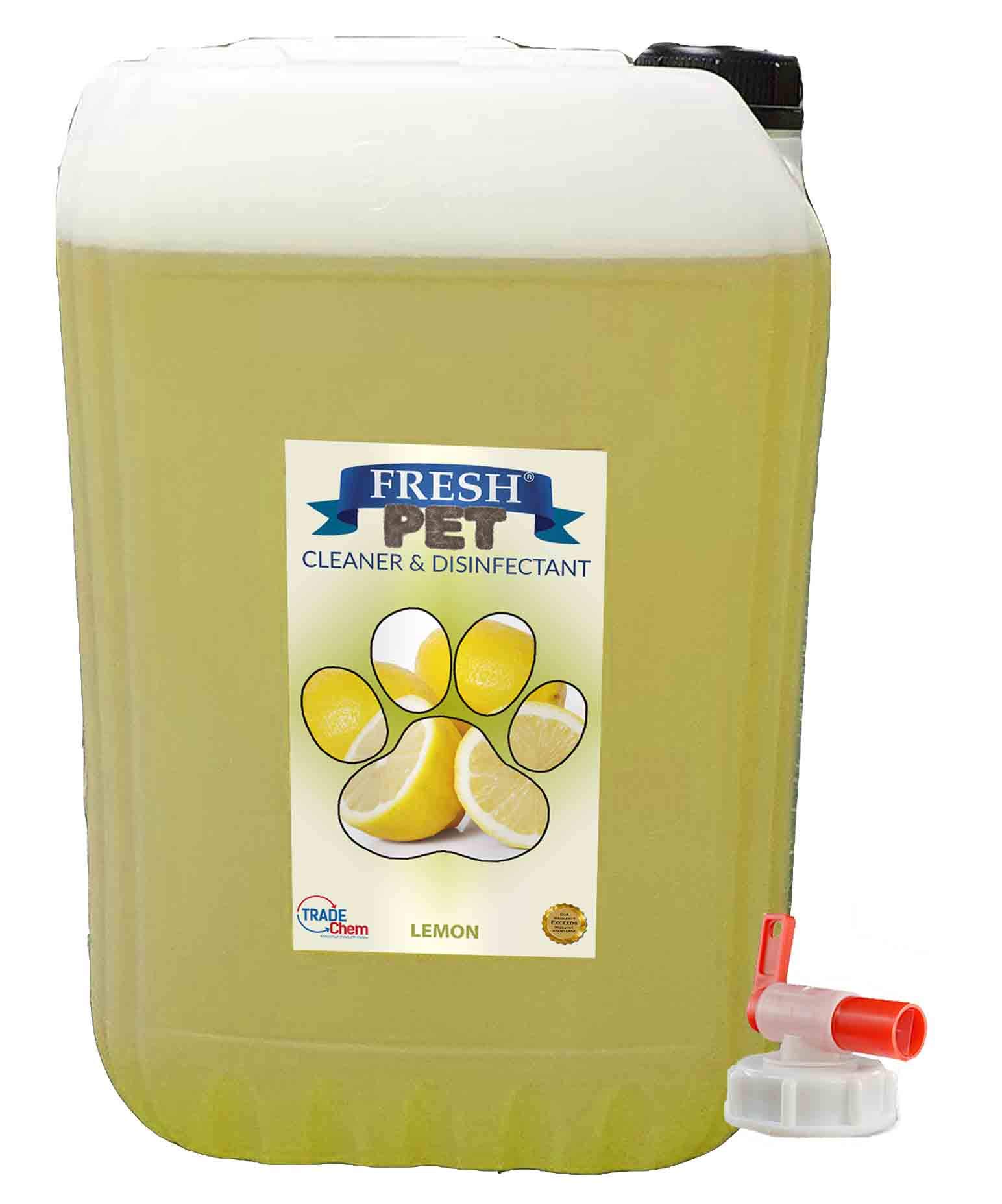 Trade Chemicals 25L FRESH PET (LEMON) With FREE TAP Kennel Dog/Cat Disinfectant, Cleaner, Deodoriser