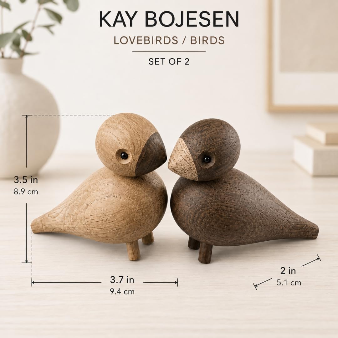 Kay Bojesen Unzertrennliche 1 Paar Figuren 9 cm Singvögel Dekoration, Holz