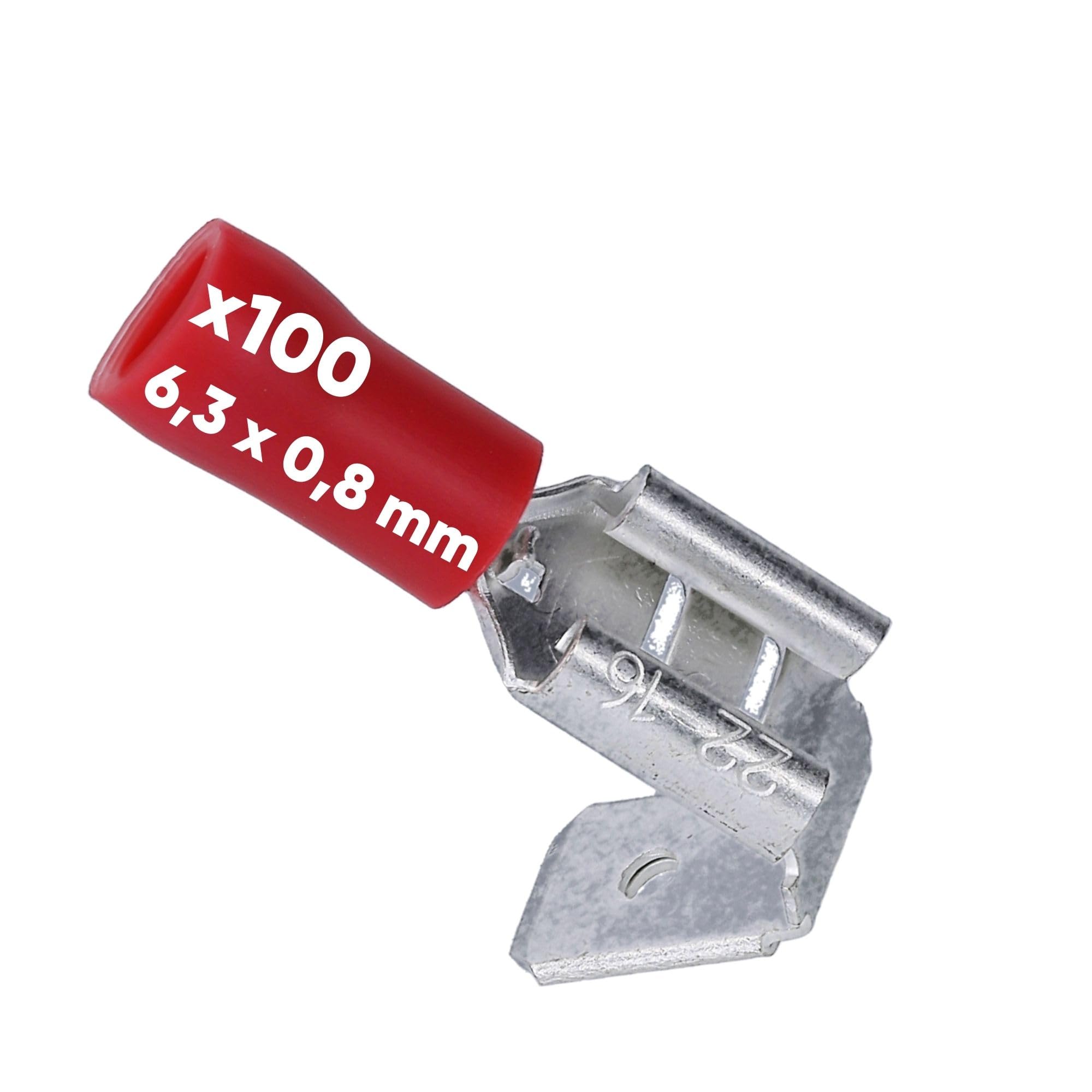 Flachstecker 6,3 x 0,8mm männlich rot | Anhänger Flachstecker 6,3 x 0,8mm männlich rot | Anhänger
