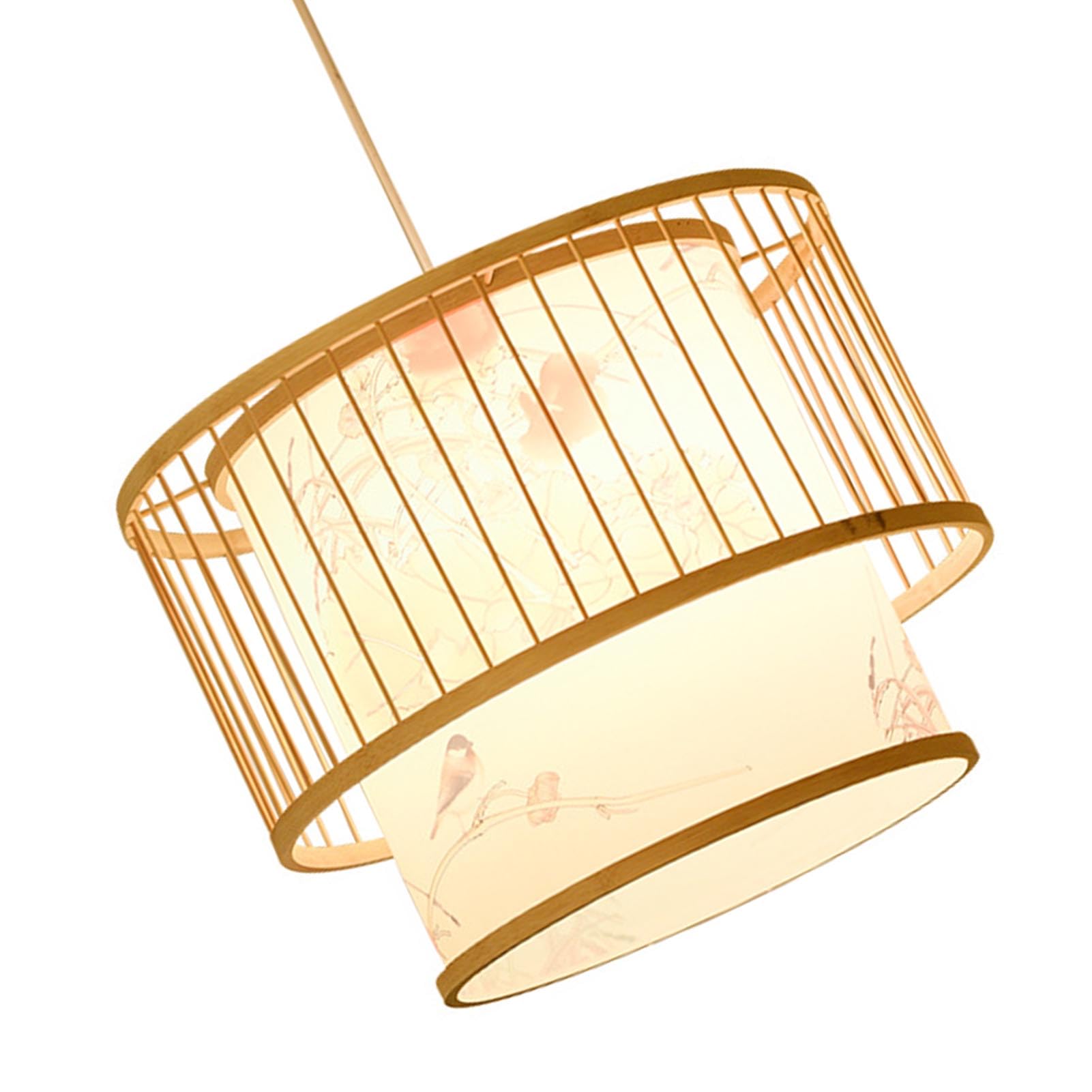 Birdcage - Lampada a sospensione in tessuto, decorazione ecologica per ristorante per casa da tè giapponese, 50 x 35 cm