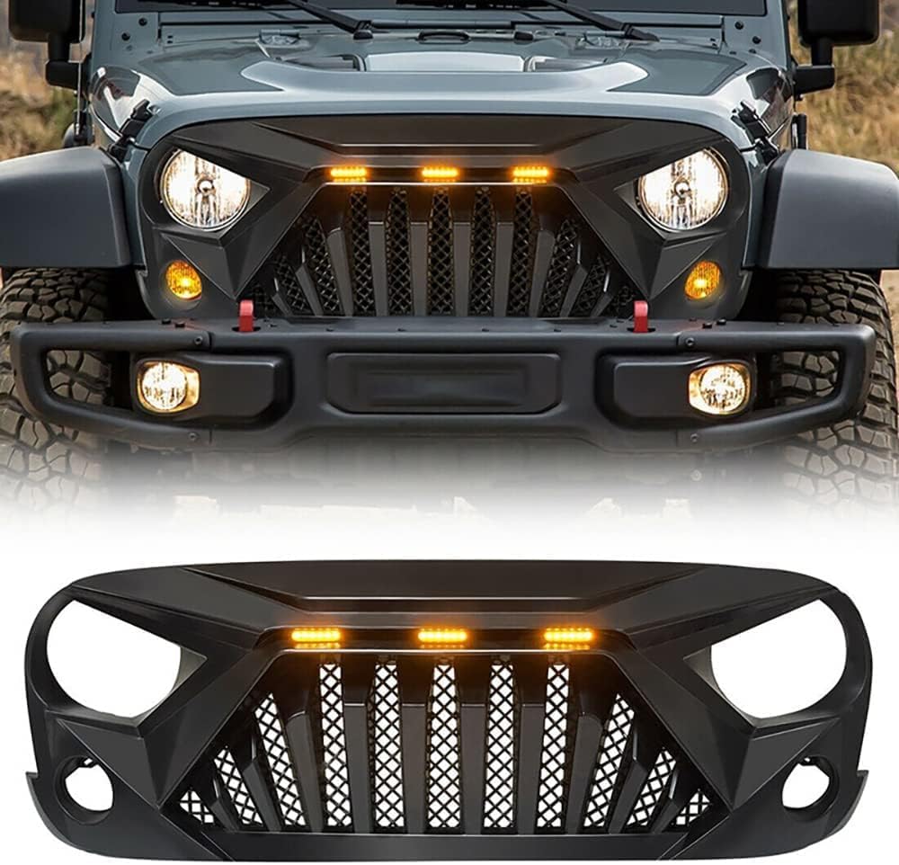 LUISASCar Front Grilles for JEEP Wrangler JK 2007-2009 2010 2011 2012 2013 2014 2015 2016 2017,Front Kidney Grille Front Bumper radiator grille Auto Modified Replacement Mesh
