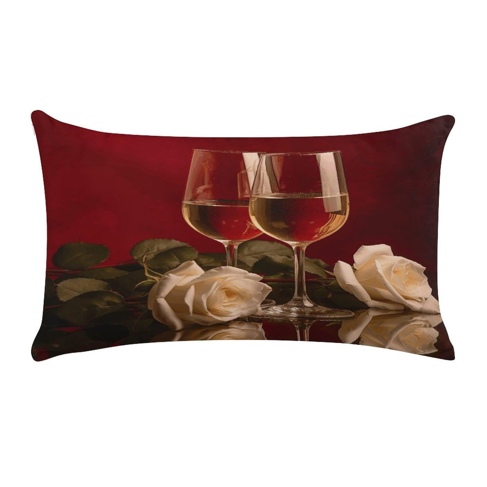 Wine and Roses Pillow Cover Super Soft Pillowcase Luxury Cozy Fuzzy Velvet Pillow Shams Breathable Standard Pillow Cases with Zipper Wrinkle-Free Pillow Cover 12 "×20 "