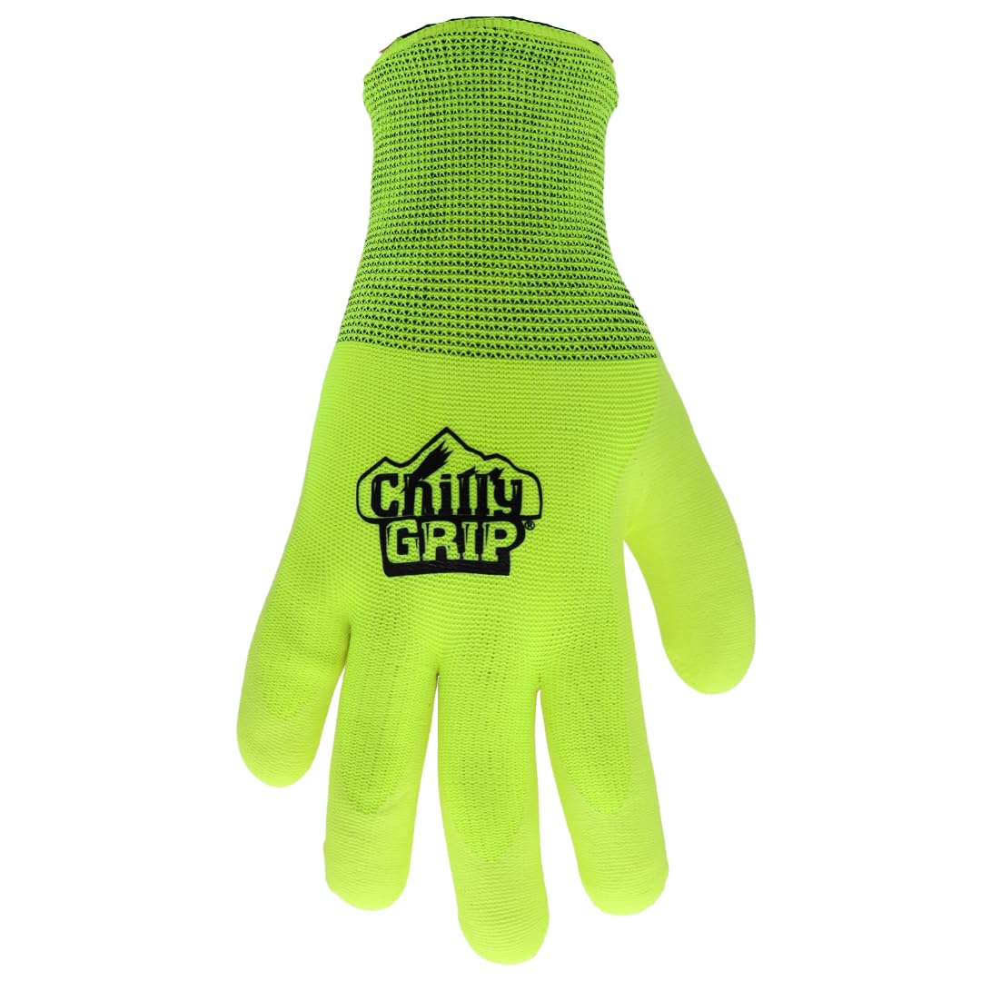 RED STEER Chilly Grip A319-SHi-Vis - Guantes de trabajo con forro térmico pesado y uso general, L, amarillo neón, 1