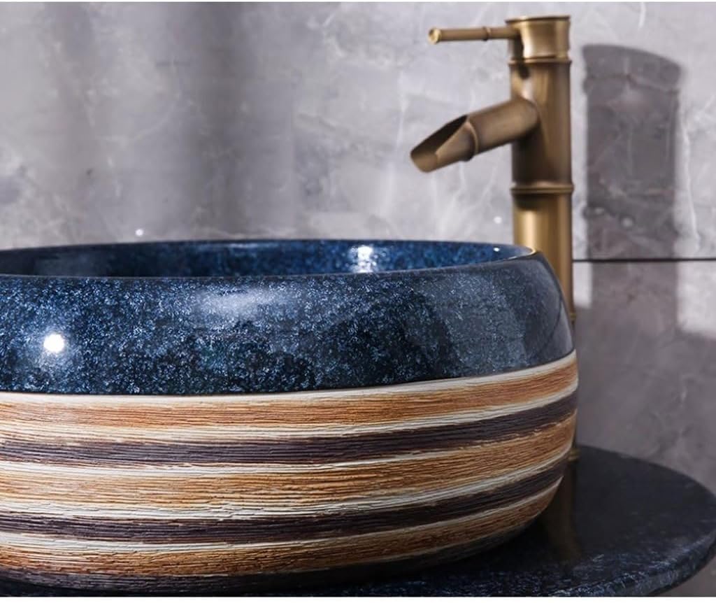 Pedestal Sinks Outdoor Wash Basin Column Courtyard Villa Garden Integrated Floor-Standing Vertical Bathroom Sink (A)