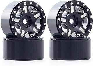 4Pcs Aluminum Alloy 1.0 Beadlock Wheels Rims LCG Couterweight for 1/24 1/18 RC Crawler AX24 TRX4M Axial SCX24 Wrangler JLU Deadbolt C10 B17 Upgrades(Black)