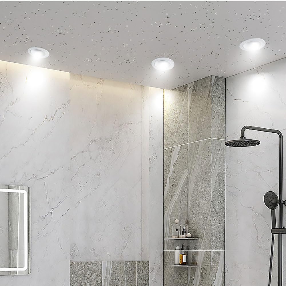 Faretto da Incasso a LED dimmerabile 12W IP44 Faretto da Doccia Impermeabile da 3,7 Pollici Corpo in Alluminio Ultra Sottile Faretto da soffitto CRI 90 per Bagno Camera d(Nero)