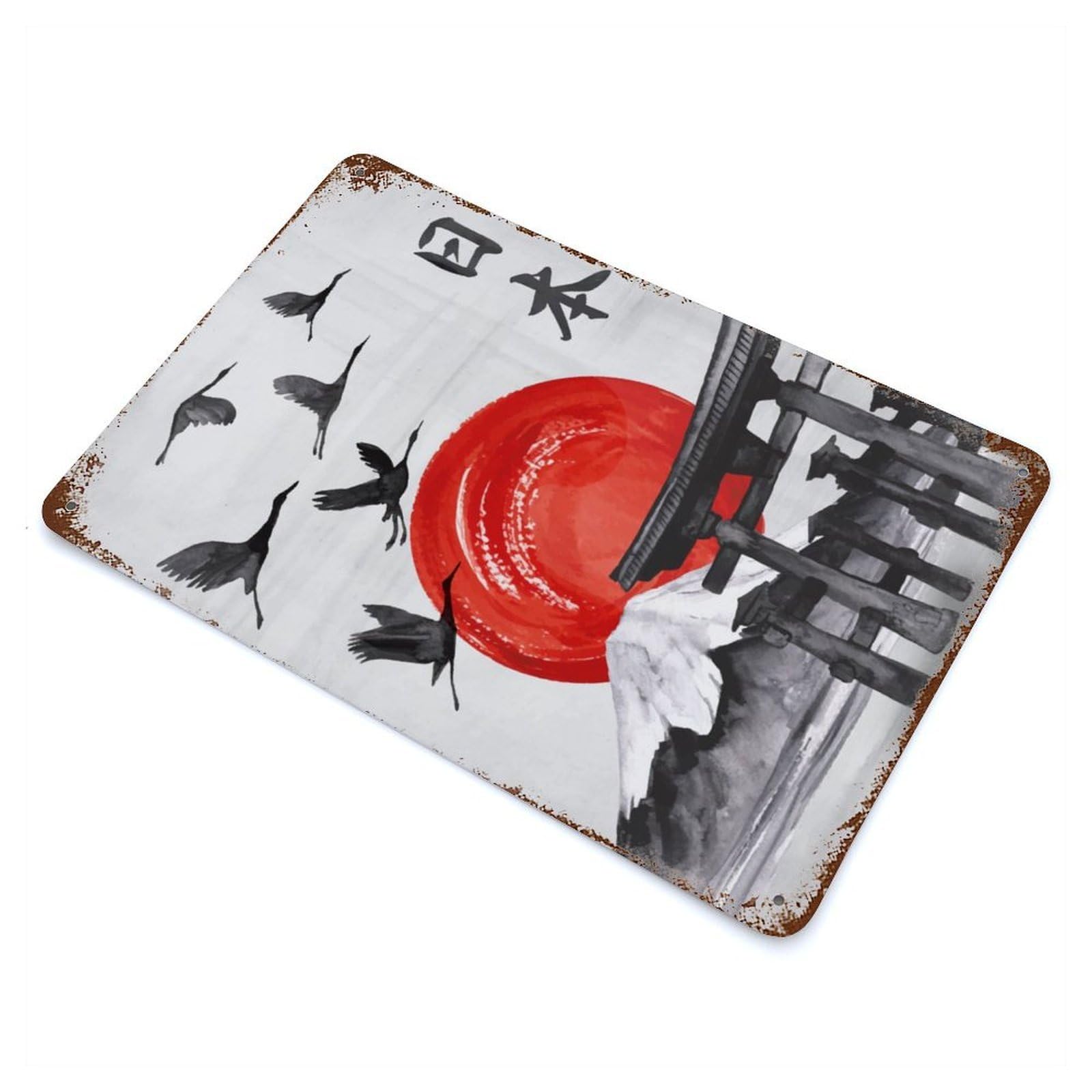 Mount Fuji Weathered Tin Sign 11.8"x7.9", for Garage, Bar And Workshop Decor, Vintage Wall Decor