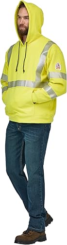 Miniatura 4 de Bulwark FR Men's Hi-Visibility Pullover Hooded Fleece Sweatshirt, YellowGreen