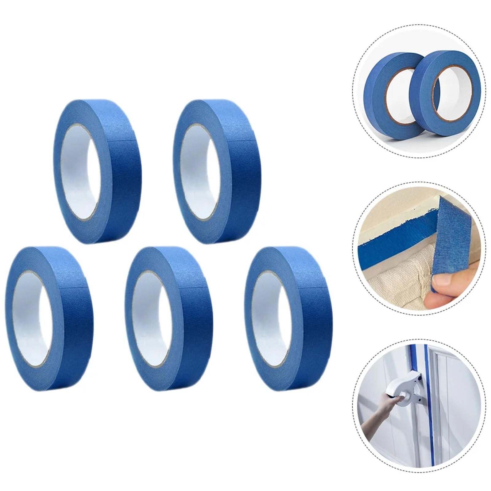 Cinta De Pintor 5 Rollos de Cinta Adhesiva for Pintar Suministros de Pintura automotriz Azul Artistas automotrices enmascarar Suministros de Coche a Granel Adhesivo para Pintar Y Decorar