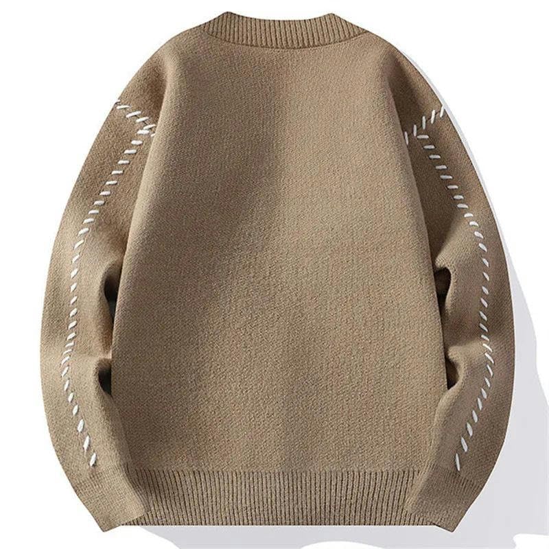 Autumn and Winter V-Neck Cardigan Men's Loose Knitted Sweater4